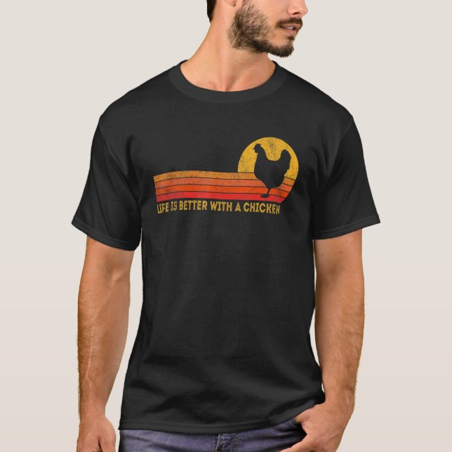Med En Kyckling  Kyckling Retro T Shirt (Framsida)
