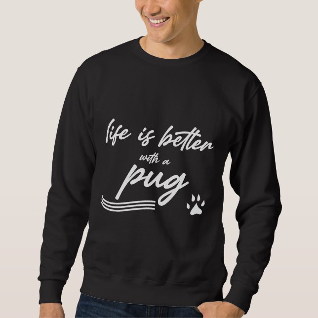 med en pug Classic T-Shirt 985 Lång Ärmad Tröja (Framsida)