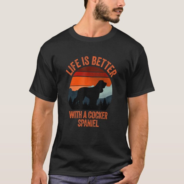 Med en spanska Cocker-Vintage Distress T Shirt (Framsida)