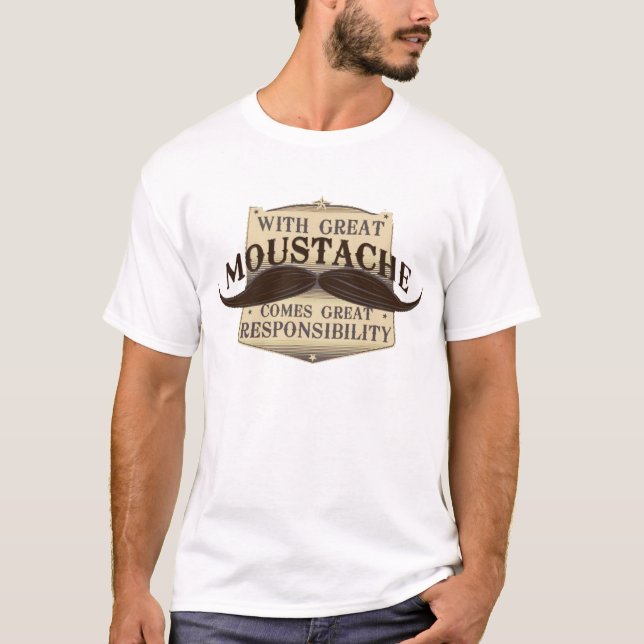 Med en underbar mustasch kommer underbart ansvar t-shirt (Framsida)