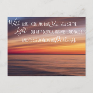 Med Faith Hope och Kärlek inspirationskort Vykort
