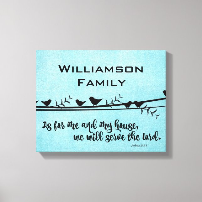 Med Familj Namn; som jag och min kammare, bibelver Canvastryck (Framsida)