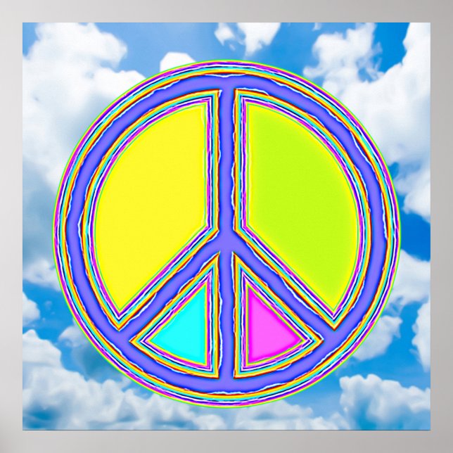 Med färger fylld PEACE-symbol 1 Poster (Framsidan)