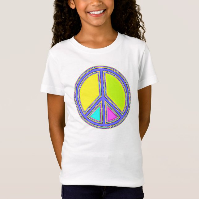 Med färger fylld PEACE-tecken 1 T Shirt (Framsida)