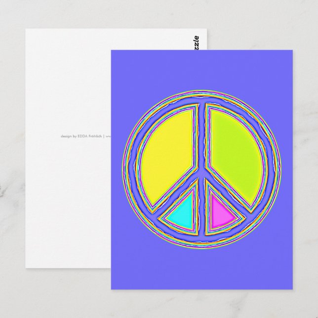 Med färger fyllda PEACE-tecken 1 Vykort (Fram/baksida)