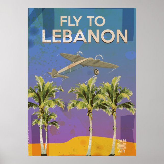 Med flyg till Libanon Vintage-resaaffisch Poster (Framsidan)