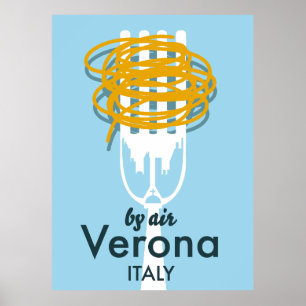 Med flyg till Verona Italien retro reseaffisch. Poster