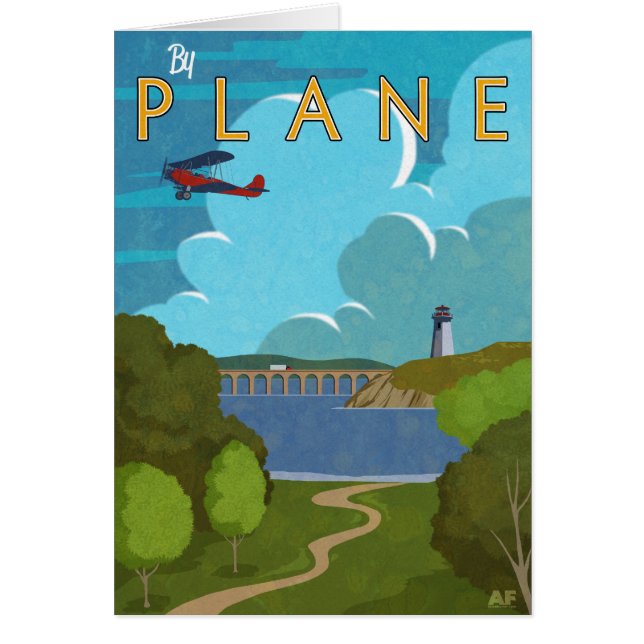 Med flygplan hälsningskort (Framsidan)