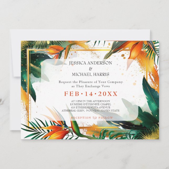 Med foto Birds of Paradise Bliss Inbjudningar (Framsida)