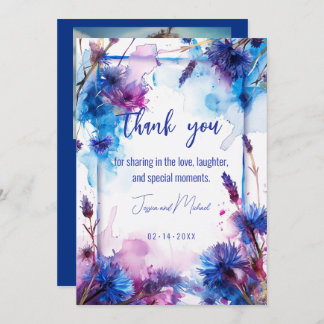 💍 med foto Cornblommor och Lavender Bliss Tack Kort