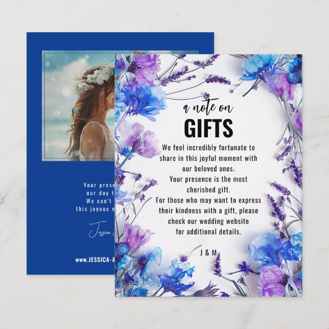 💍Med Foto Cornflower Dreams Bröllopssvit Tilläggskort (Fram/baksida)