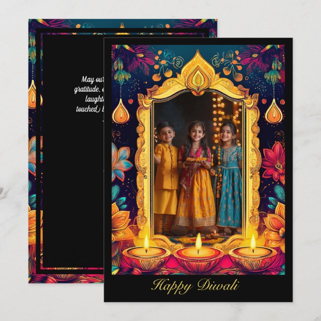 Med foto Diwali nattglöd (Fram/baksida)