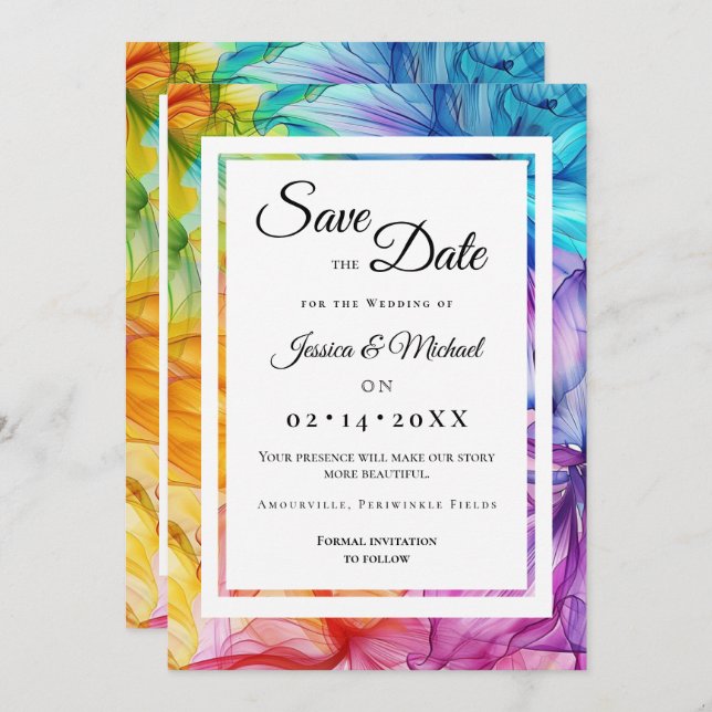 Med foto Etheral Bloom Spara Datumet (Fram/baksida)