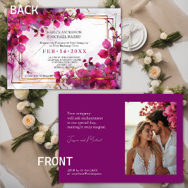 Med foto Fuchsia Enchantment: Watercolor Bröllop Inbjudningar
