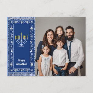 Med foto🕎 Glad Chanukka, Menorah, anpassningsbar Vykort