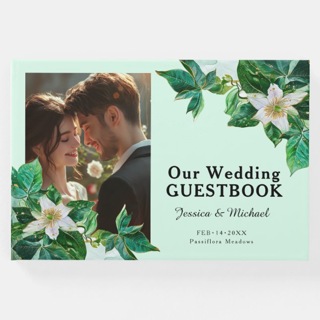 💍 med foto, pastel Passiflora Serenity Gästböcker (Framsida)