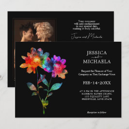 🌈 Med foto Petals & Pride Inbjudningar