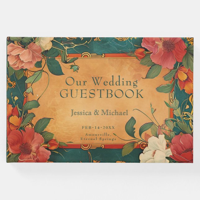 🌹 med foto Ro Romantik: Art nouveau Splendor Gästböcker (Framsida)