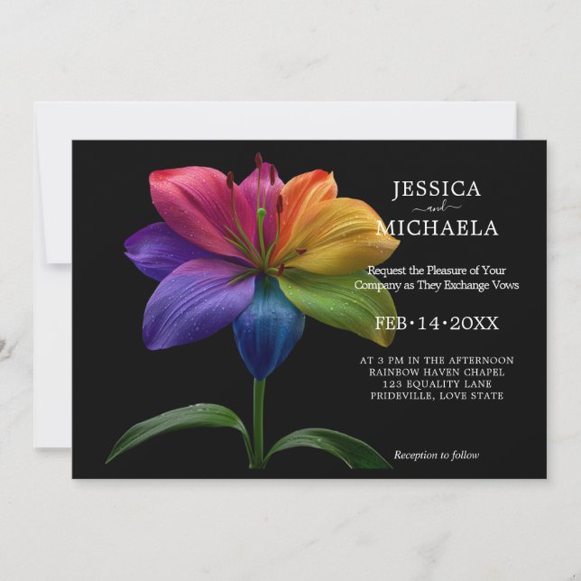 🌈 Med foto Technicolor Love  Inbjudningar (Framsida)