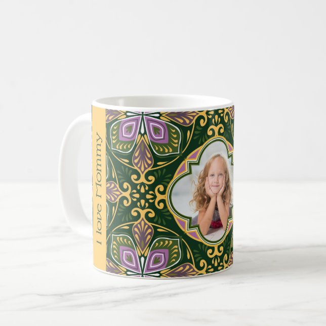 Med foto / text Olivgröna och lavendel Azulejos Ka Kaffemugg (Framsida vänster)