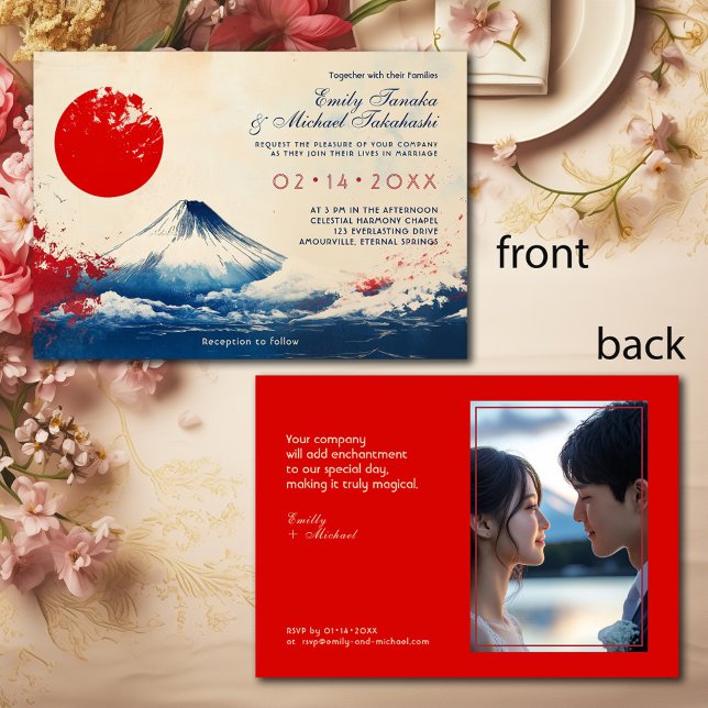 Med fotojaponesque Harmony med Fuji Inbjudningar (With photo Japonesque Harmony with Fuji Invitation)