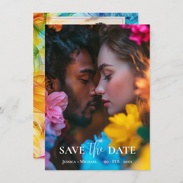 Med foton Etheral Bloom Spara Datumet (Fram/baksida)