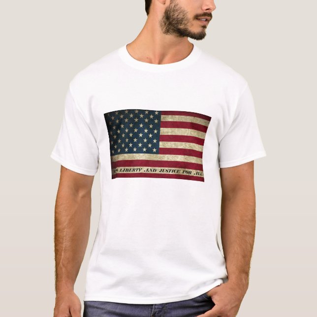Med frihet och rättvisa för alla amerikanska Flagg T Shirt (Framsida)