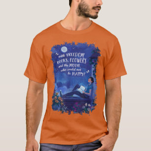 Med fritt Bokar-blommor och Måne Bok Älskare B T Shirt