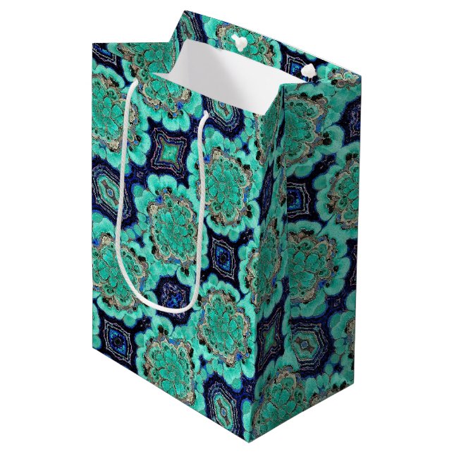 Med Gift Bag Azurite/Malachite Geode (Framsidan Vinklad)