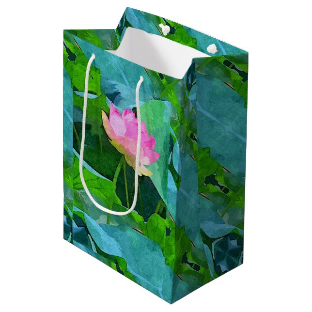 Med Gift Bag Rosa Lotus Abstrakt (Framsidan Vinklad)