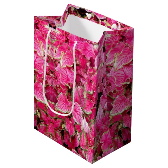 Med Gift Bag Rosa Löv (Framsidan Vinklad)