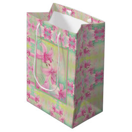 Med Gift Bag Rosa Watercolor Lilies