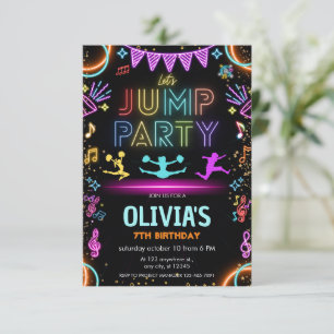 Med Glow Neon Trampoline kan man hoppa från födels Inbjudningar