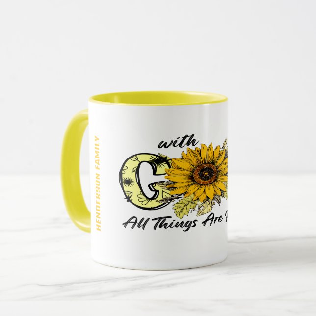 MED GOD ÄR ALLA SAK MÖJLIGA SUNFLOWER MUGG (Framsida vänster)