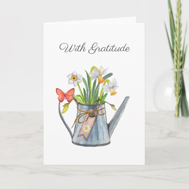 Med Gratitude Tack Flowers & Butterfly Card (Framsida)