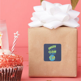 Med Grönt: Torka med natur" Fyrkantigt Klistermärke