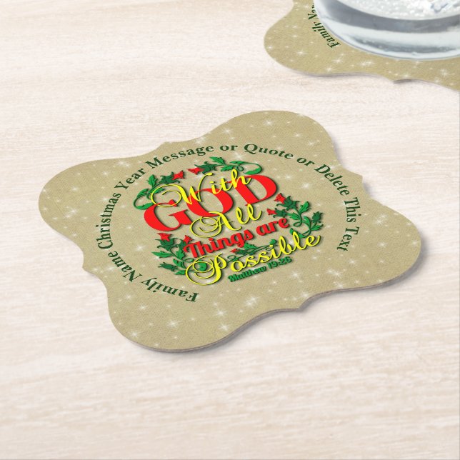 Med Gud all Sak, möjlig bibelcitat Underlägg Papper (Vinklad)