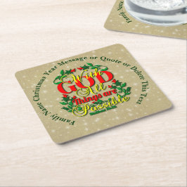 Med Gud all Sak, möjlig bibelcitat Underlägg Papper Kvadrat