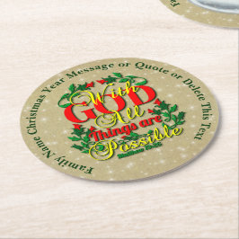 Med Gud all Sak, möjlig bibelcitat Underlägg Papper Rund
