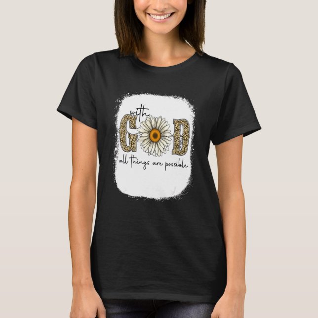 Med Gud alla Sak är Daisy solrosa F T Shirt (Framsida)
