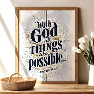 Med Gud alla Sak är möjligt: Matthew 19:26 Poster