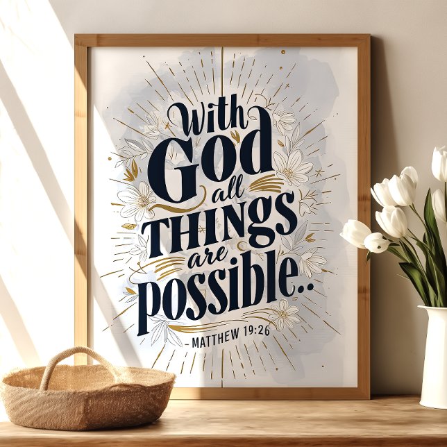 Med Gud alla Sak är möjligt: Matthew 19:26 Poster (Skapare uppladdad)