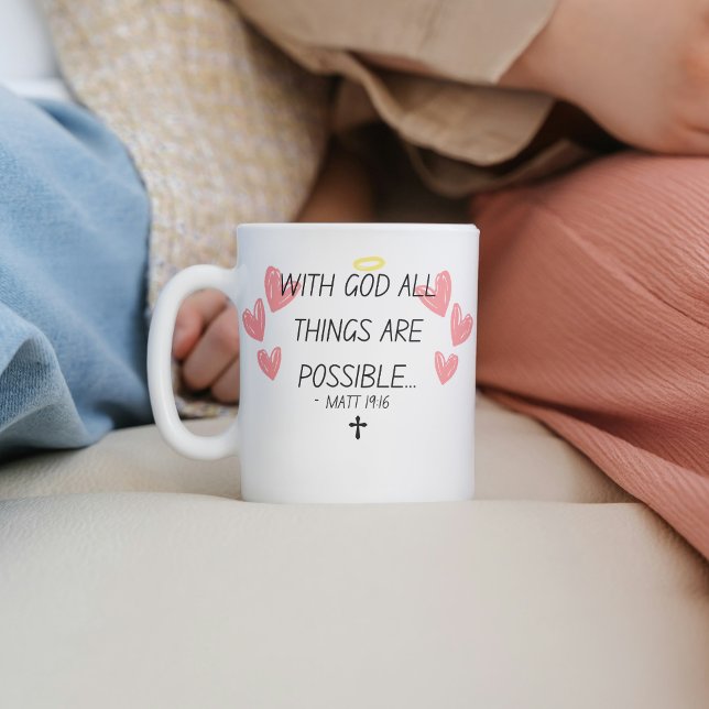 "Med Gud är all Sak möjlig", bibelvänd Kaffemugg (Skapare uppladdad)