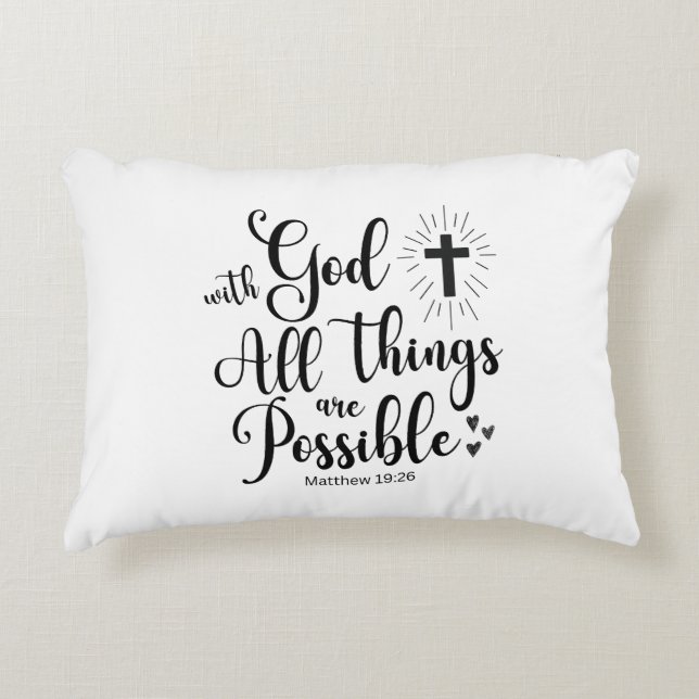 Med Gud är alla sak möjliga - Matthew 19:26 Prydnadskudde (Framsidan)