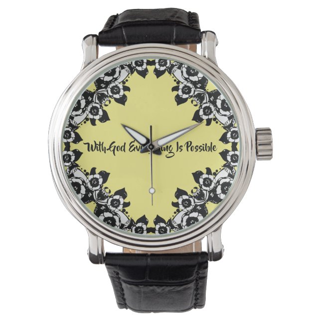 Med Gud är allt möjligt med dubbla citat Armbandsur (Framsida)