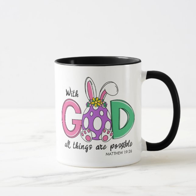Med Gud är Allt Möjligt Påsk Kaffe Mugg (Höger)