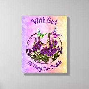 Med Gud Butterfly Flower Art Inspirational Canvastryck