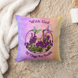 Med Gud Butterfly Flower Art Inspirational Kudde