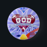 Med Gud Hjärtan Knapp<br><div class="desc">Med Gud är allt möjligt Kristalldesign för t-shirt. Perfekt för ungdomar eller vuxna. Vacker retro-soluppgång med färgglada hjärtan,  rullar och blad. Tro och ha tillit till att med Gud är allt möjligt.</div>