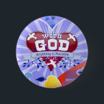 Med Gud Hjärtan Knapp<br><div class="desc">Med Gud är allt möjligt Kristalldesign för t-shirt. Perfekt för ungdomar eller vuxna. Vacker retro-soluppgång med färgglada hjärtan,  rullar och blad. Tro och ha tillit till att med Gud är allt möjligt.</div>